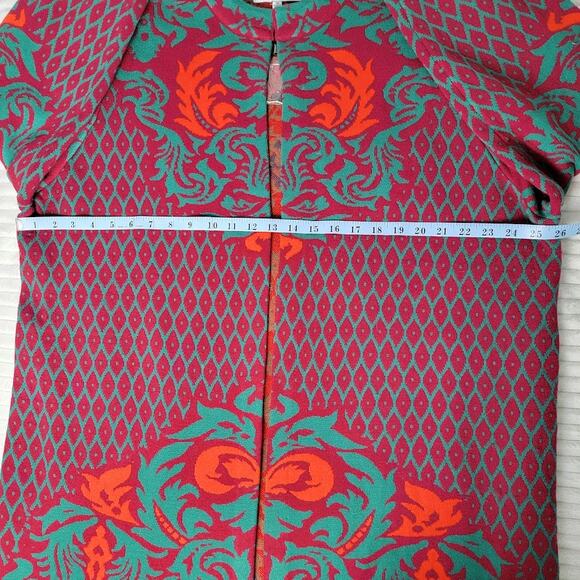 Studio Nouveau Cardigan Coat Open Front Red Green Orange Knit Long Jacket XL - Picture 5 of 10